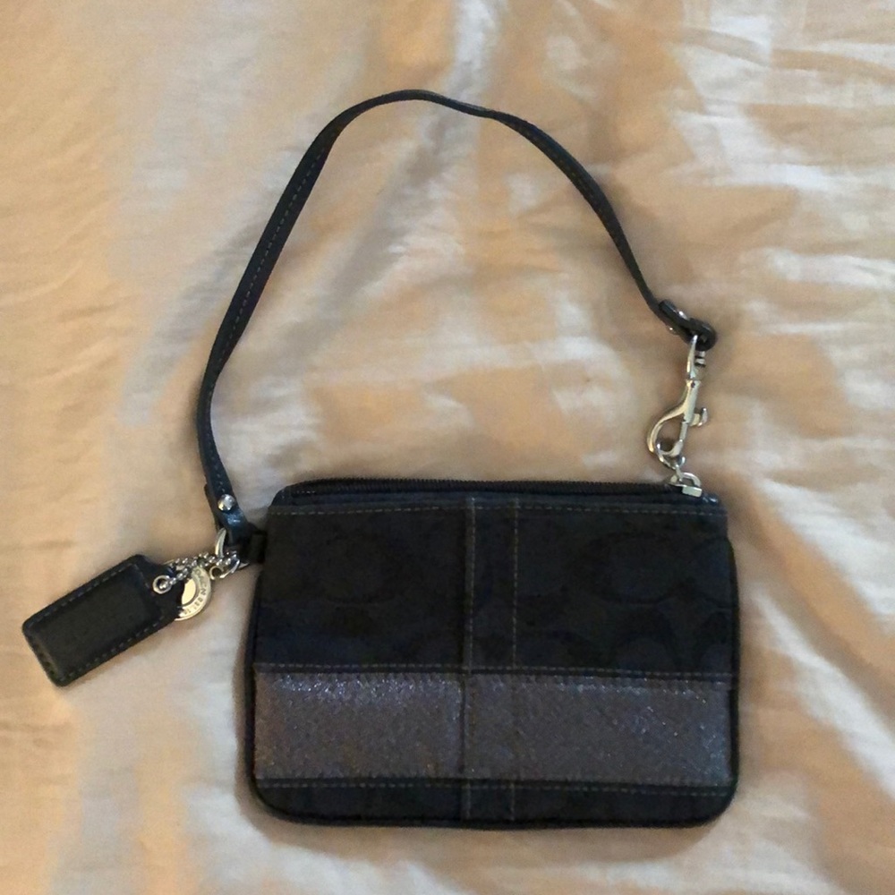 COPY - EUC Small coach wristlet black w/ silver d…